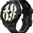 Compatible with Galaxy Watch 6 Band 44mm 40mm Case Rugged Men Sport Band Protective Bumper Case for Galaxy Watch 6/5/4 40mm 44mm