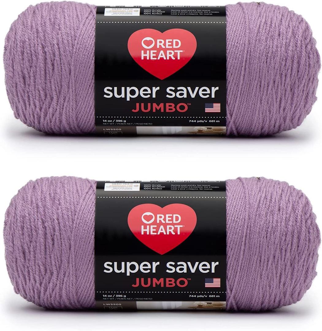 Red Heart Super Saver Jumbo Yarn for Crocheting, Orchid, 2-Pack