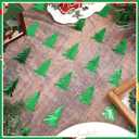 Tenceur Silver Green Xmas Tree Christmas Table Runner Tulle Runner 120 Inch 10ft Winter Festival Holiday Kitchen Dining Table Decoration for Home Party Indoor