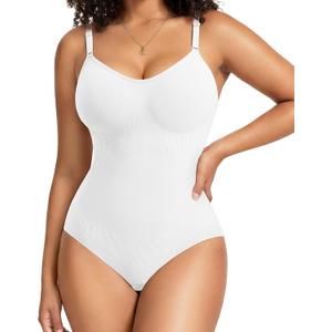 Gotoly Shapewear for Women Tummy Control Shapewear Bodysuit Seamless Faja Body Shaper Waist Trainer Body Suit Butt Lifter (Large, White)