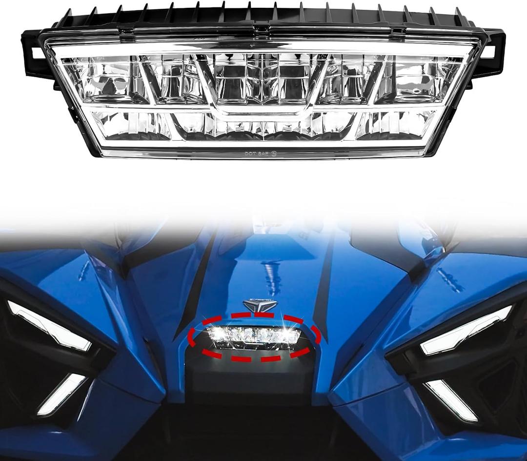 LED Headlight for Polaris Slingshot, Front Center Head Lamp Head Light with Hood Bracket for Polaris Slingshot S GT R LE SL SLR 2020-2023 Modified Accessories, Replace OEM #2414866