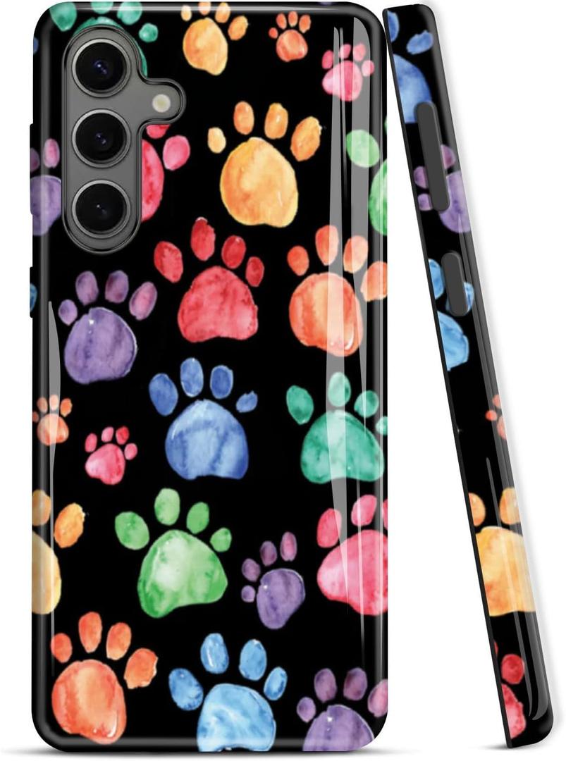 Compatible for Samsung Galaxy A36 5G Case, 2 Layer Hard Shell Silicone Cover 2 in 1 Shockproof Protective Phone Case,Animal Paw Print