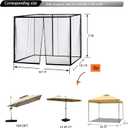 10x10 Mosquito Netting for Patio Canopy Tent/Pop Up Canopy Tent,Double Door Side Screen Easy Installation BlackOnly Mosquito Net No Frame (Around 10x10FT)