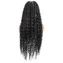 PIB 32" - Single Full Lace Braid Wig  Boho Box Braided Wig Square Parted, Knotless Braided Wigs for Black Women, Synthetic Lace Wigs with Natural Baby Hair (1B, Off Black)