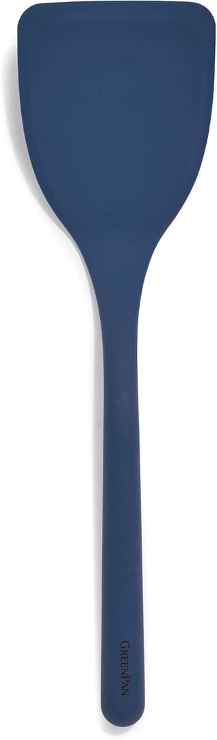 GreenPan Silicone Solid Turner Spatula, Flipping Cooking Kitchen Utensil, Flexible Rubber Nonstick Cookware, Rigid Steel Core, Heat-Resistant, Anti-Slip Handle, BPA-Free, Dishwasher Safe, Blue