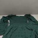 Amegoya Women's Fall Long Sleeve Midi Dress Flowy Square Neck Smocked Waist Swiss Dot Wedding Guest Dresses (Emerald Green, Medium)