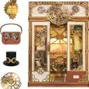 Tonecheer DIY Book Nook Kit for Adults, Miniature Infinity Train Cabin Steam Age Vintage Carriage Model, Wooden 3D Puzzle Dollhouse Booknook Decorative Bookend Gifts (Steam Fantasy)