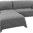 Turquoize Sectional Couch Covers L Shape Couch Cover Sectional Sofa Cover Washable 2 Pieces Couch Covers for Sectional Sofa Feature Geometrical Woven Jacquard Fabric (Chaise/2 Seats, Grey)