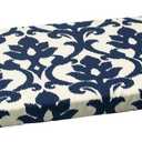 Pillow Perfect Damask Indoor/Outdoor Sofa Setee Bench Swing Cushion with Ties Weather, and Fade Resistant, 18" x 45", Blue Basalto Navy