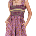 Rompers for Women 2025 Summer Casual Smocked Sleeveless Printed Dressy Romper Shorts Jumpsuit Beach Vacation Outfits (Small)