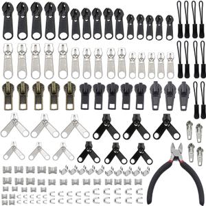 YaHoGa 143 PCS Zipper Repair Kit Zipper Replacement with Install Plier for Bags, Jackets, Tents, Backpacks, Sleeping Bag