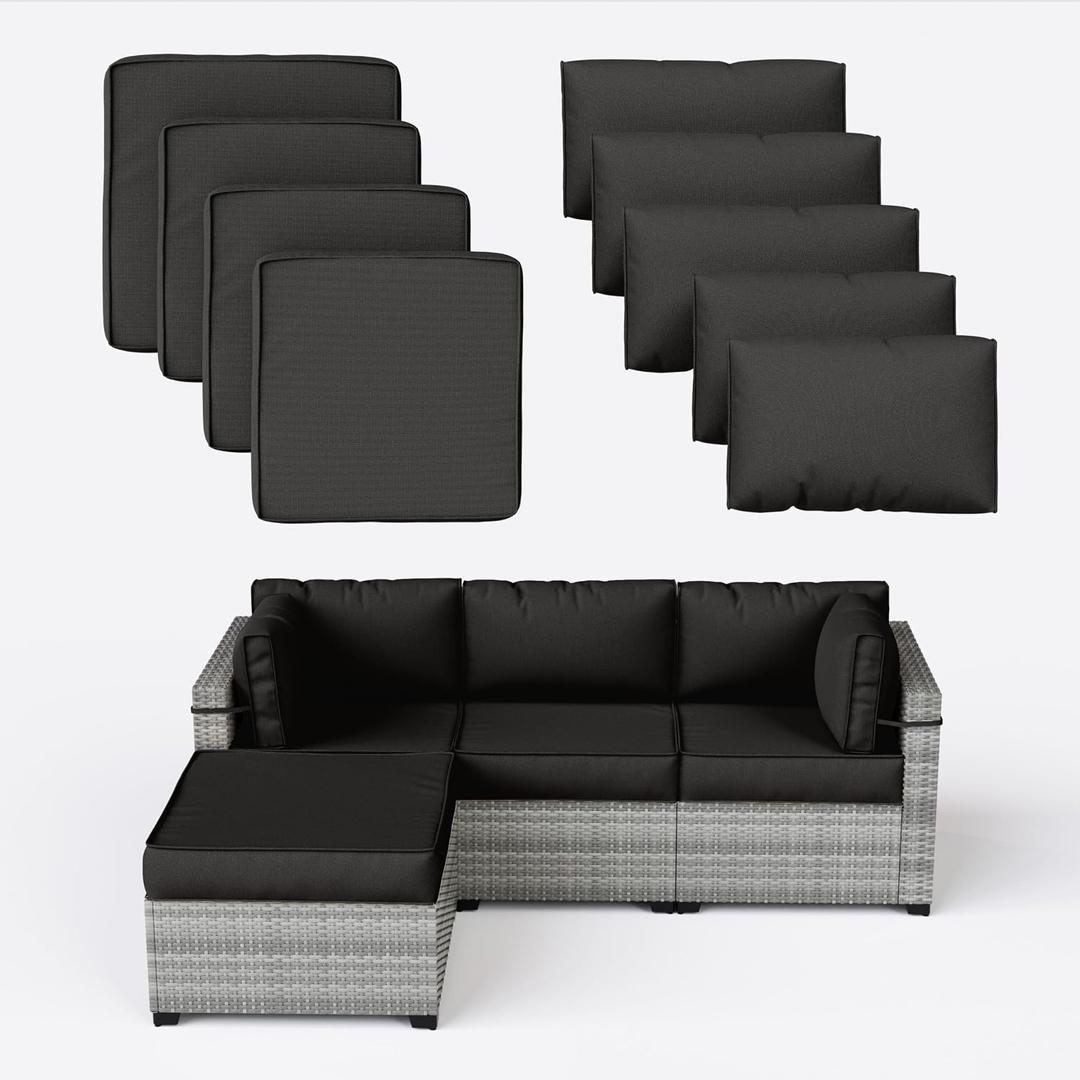 9 Pcs Outdoor Patio Cushions Covers Replacement Waterproof with Zipper for 5 Pcs Patio Furniture Set, Covers Only
