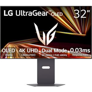 LG 32GX870A-B 32-inch Ultragear 4K UHD (3840 x 2160) OLED Gaming Monitor, Dual-Mode, 240Hz, 0.03ms, NVIDIA, AMD FreeSync Premium Pro, VESA DisplayHDR True Black 400, USB Type-C, DP2.1, Black