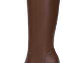 Athlefit Black Knee High Boots for Women Platform Tall Boots Fashion Square Toe Chunky Heeled Booties (9, Brown)