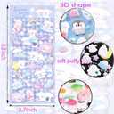 4 x 4 Sheets Fantasy 3D Animal Cartoon Glow-in-The-Dark Stickers - Small Puff Stickers with Penguin, Bear, Elf, and Cat Designs for Kids, DIY Fun in The Dark