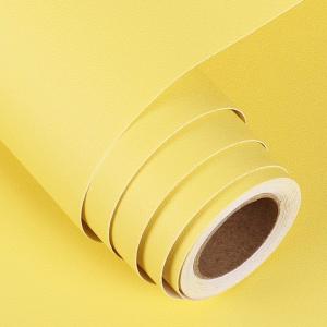 FunStick 15.8"x240" Thick Lemon Yellow Contact Paper Waterproof Self Adhesive Solid Yellow Wallpaper Stick and Peel Removable Peel and Stick Wall Paper for Cabinets Kids Bedroom Table Wall Covering