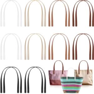 SilTriangle 20 Pcs PU Leather Purse Bag Handles 5 Colors 23.4" Leather Purse Straps Sewing on Handle Replacement for DIY Crochet Wallet Tote Bags Repairing Making Supplies(Elegant Color)