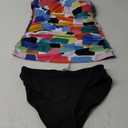 Tempt Me Two Piece Tankini Bathing Suits for Women One Shoulder Swim Top with Bottom Swimsuits (X-Small, Color Block)