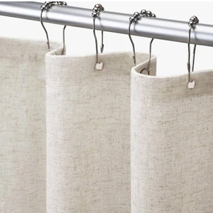 Awellife Shower Curtain Linen Textured Boho Farmhouse Shower Curtains(Beige, 87" L x 72" W)