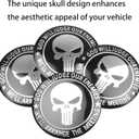 4 pcs Wheel Center Caps Skull Universal Wheel Center Cover Skull Wheel Center Hub Caps,Car Wheel Center Cap Kit,for 56 mm Hub Caps with Embedded Base,Rustproof,for Car SUV