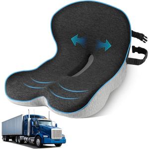 leqsdijk Seat Cushion for Truck Driver, Memory Foam Truck Seat Cushion with L-Shaped Ergonomic Design, Lumbar Support Pillow & Tailbone Pain Relief for Long Driving, Semi Truck Accessories (Average Size)