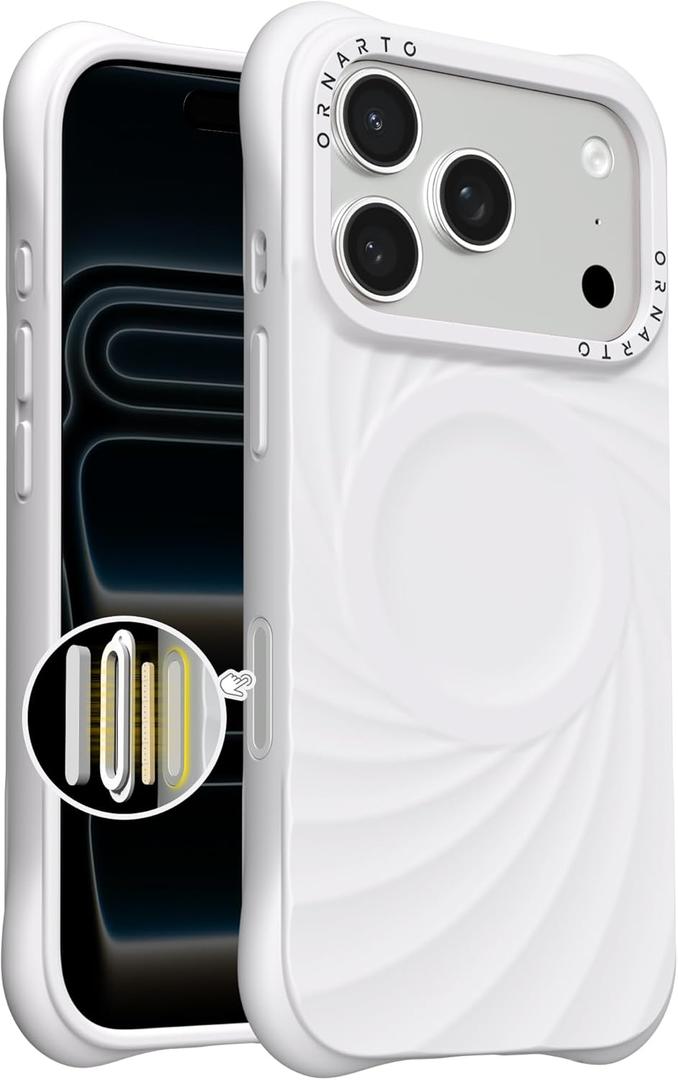 ORNARTO Vortuxe for iPhone 17 Pro Case 6.3" | 2X MIL-STD Protection | Camera Control Button | Compatible with MagSafe | Sleek Aesthetic Liquid Silicone Phone Cover | White