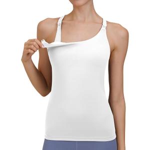Nursing Tank Top for Breastfeeding Sexy Crisscross Back Maternity Sports Bra Fitness Workout Yoga Pregnancy Bra (Large, White)