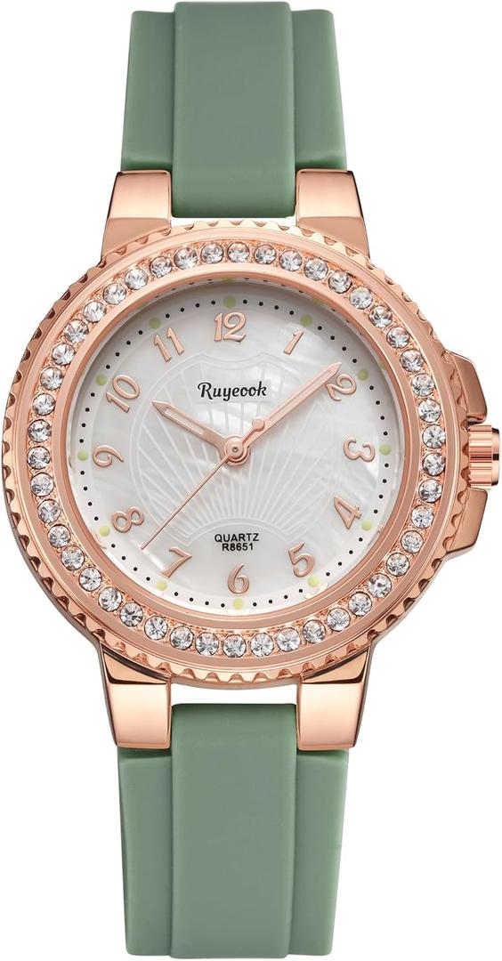 Ladies Watch Crystal Rhinestone Bezel Female Bling Casual Dress Waterproof Nurse Women's Wrist Watches,Analog Quartz