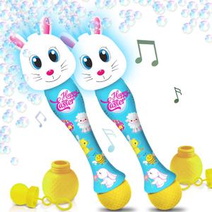ArtCreativity Easter Bunny Bubble Wand (2 Pack), Easter Basket Stuffers for Toddler, 14" Light Up Automatic Bubble Maker with LED & Music, Bubbles for Kids, Toys for Toddlers
