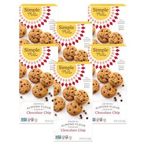 Simple Mills Almond Flour Crunchy Cookies, Chocolate Chip - Gluten Free, Vegan, Healthy Snacks, Made with Organic Coconut Oil, 5.5 Ounce (Pack of 6) Best by:03/30/2026