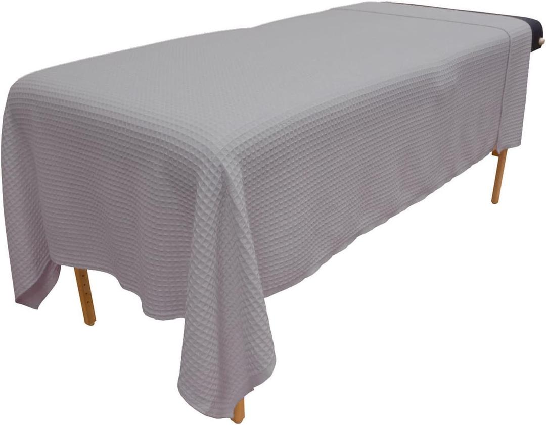 Body Linen Waffle Weave Massage Table Blankets - Soft and Stylish 50/50 Polyester-Cotton Blend - 66 by 90 inches 1 Pack Gray