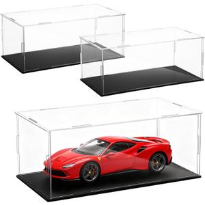 3 PCS Acrylic Model Car Display Case 1: 18 Scale Clear Display Boxes with Plastic Base Diecast Model Car Showcase & Storage Organizer for Vehicle Collectibles Memorabilia