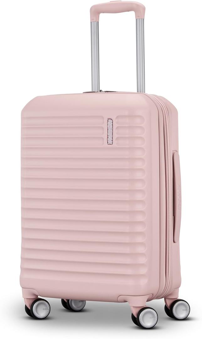 American Tourister Stratum 3.0 Carry-On Spinner, Airline Approved, Durable Hardside Luggage, Expands 1.5", RightHeight Adjustable Handle, Pink Blush