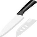 Ceramic Knife - 7 inch Chef's Santoku Knife - Sharp Ceramic Kitchen Knife with Sheath Cover (Black)