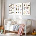 3Pcs Animal Alphabet Numbers Canvas Wall Art Classroom Nursery Painting Educational ABC Poster Prints Kids Playroom Picture Positive Affirmations Animal Wall Decor for Boy Girl Room 12x16in Framed (16L" x 12W")