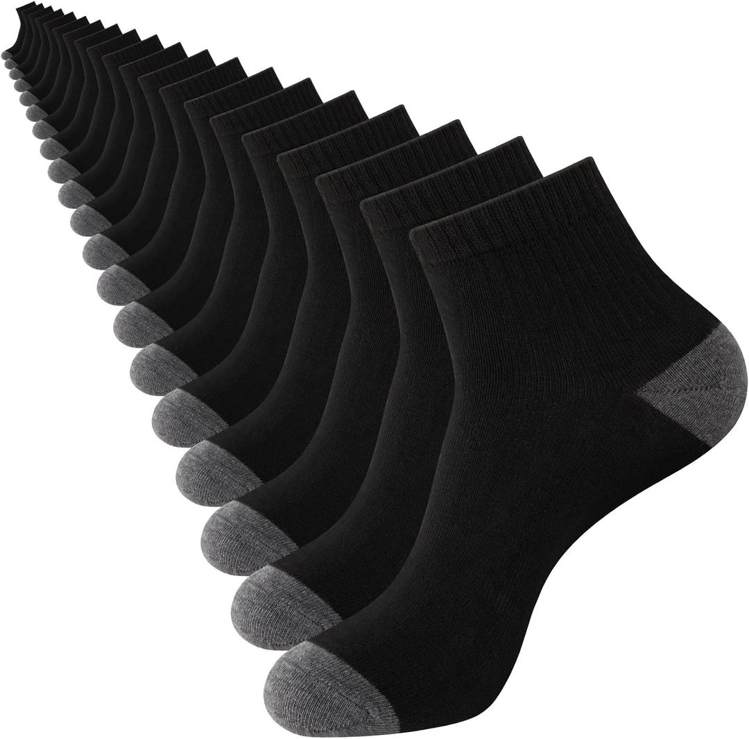 20 Pairs Ankle Socks For Men - Lightweight Mens Socks Size 8-12 Thin Casual Quarter Bulk Socks