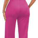 Jumpsuits for Women Casual Summer Rompers Deep V Neck Ruffle Short Sleeve Wide Leg Outfits for Women (Pink, XL)