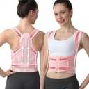 Posture Corrector for Women & Men, Adjustable Back Brace Shoulder Straightener with Full Back Support for Upper & Lower Back Pain, Spine Alignment, Hunchback, Scoliosis Relief (Medium, Pink)