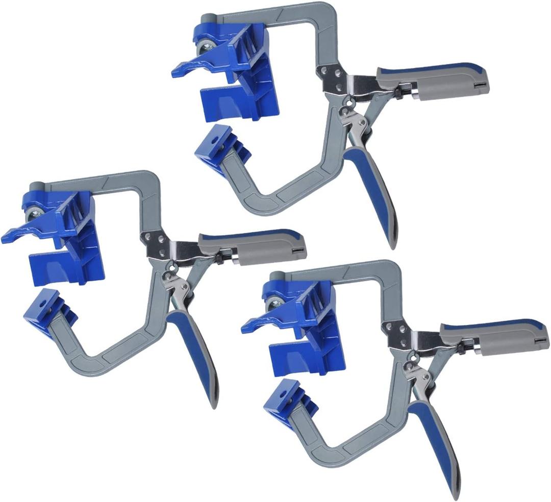 90 Degree Corner Clamp, Right Angle Corner Clamps Tools T Joints Multifunction Adjustable Woodworking Corner Jig Fixed Pouch Installer, 3 Pack Locking Clamp