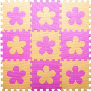 Coolcandy Baby Play Mat Without Fence, 9Pcs Interlocking Puzzle Floor Mat, 0.4" Thick Non-Toxic EVA Foam Play Mat, for Infants & Toddlers 3-36 Months, Soft Puzzle Tiles for Play Areas (Pink Flowers)