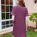 Ekouaer Nightgowns for Women Button Down Sleepshirt Short Sleeve Nightshirt Boyfriend Pajamas V Neck Nightdress S-XXXL (Purple, M)