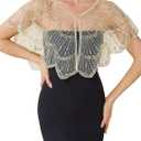 1920s Shawl Wraps for Women, Sequin Beaded Shawls and Wraps for Evening Dresses Party