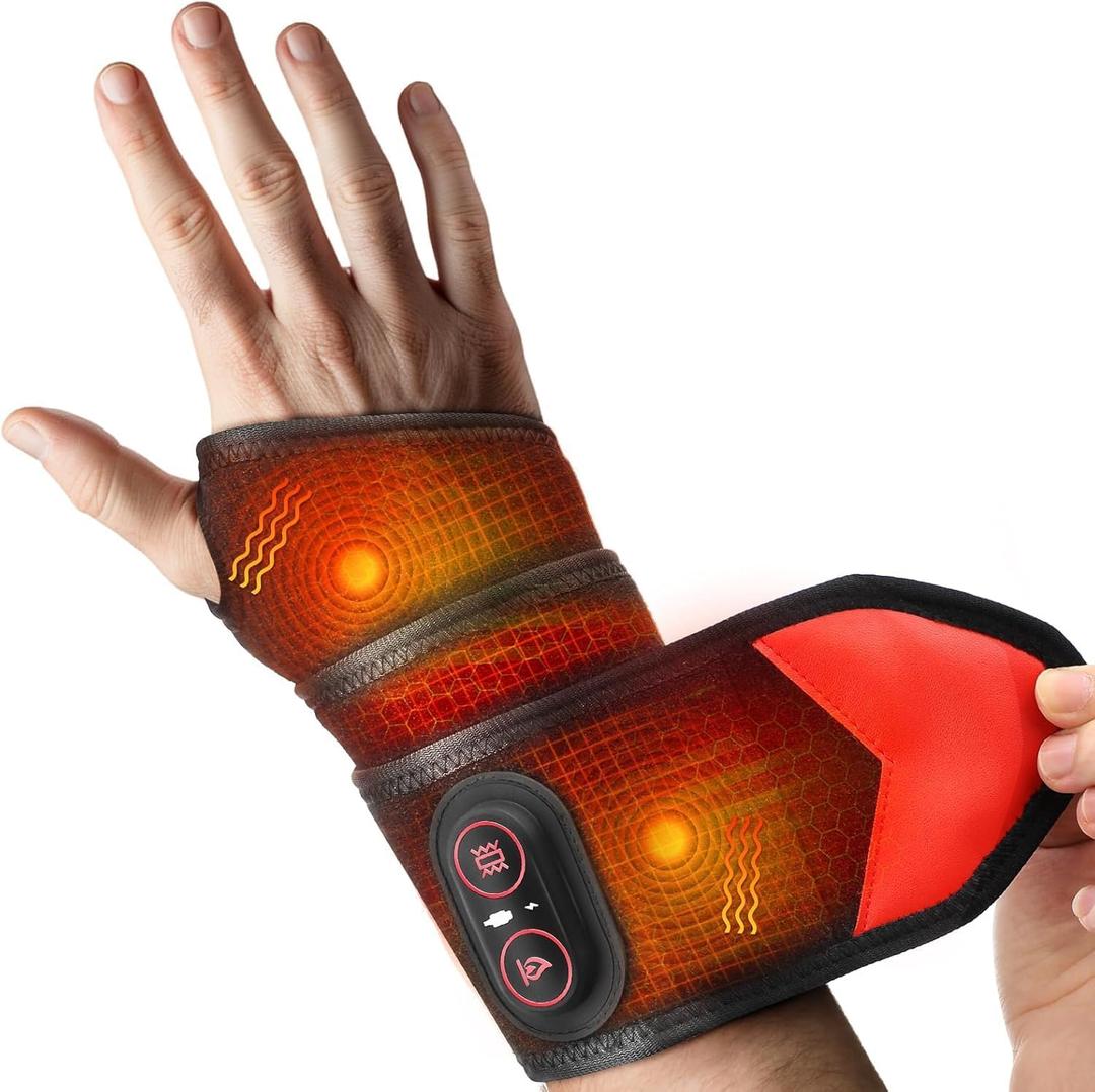 Cordless Wrist Hand Heating Pad Massage, Heated Wrist Brace Heated Wrist Massager Wrap, Black