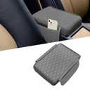 Car Center Console Cover, Napa Leather Car Armrest Cushion with Side Pockets, Memory Foam Auto Armrest Seat Box Mat, Universal Interior Armrest Protective Cover Accessories for Most Vehicle (Gray)