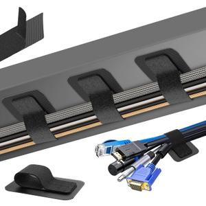 Cable Management Under Desk, Up to 15 CordEnhanced Wire Holder Cord Organizer, Adjustable Hook and Loop Cable Ties, Home Office Essentials, Cable Hider Clips Under Table, 20 Pair