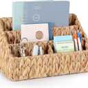 Natural Farmhouse Desk Organizers and Storage, Large Countertop Mail Holder, Tabletop Organizer (Water Hyacinth)