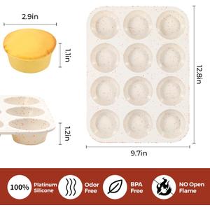 Silicone Muffin Pan 24 Cup Regular Silicone Cupcake Pan [2 Pack] Non-stick Baking Molds Great for Making Muffin Cakes, Bread, Tart, Brownies (Black & Grey, 2 Pack 24 Cup Mini)