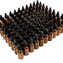 June Fox 2 Oz Glass Dropper Bottle, 80 Pack Amber Glass Bottles with Glass Droppers and Black cap for Essential Oils, Lab Chemicals, Perfumes