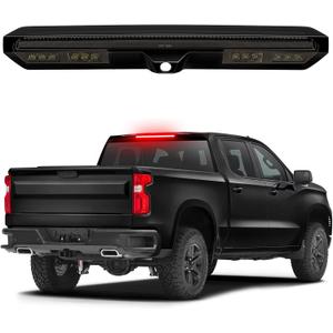 HTZCMOTO LED 3rd Third Brake Light Compatible with 2019-2025 Silverado Sierra 1500 2500HD 3500HD (for Models Only with Cargo Bed Camera) High Mount Rear Brake w/ Truck Cab Cargo Lights, Smoked Len