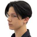 Kaneles Mens Short Black Straight Wigs Natural Middle Part Synthetic Hair Daily Cosplay Costume Fluffy Wig(Black)